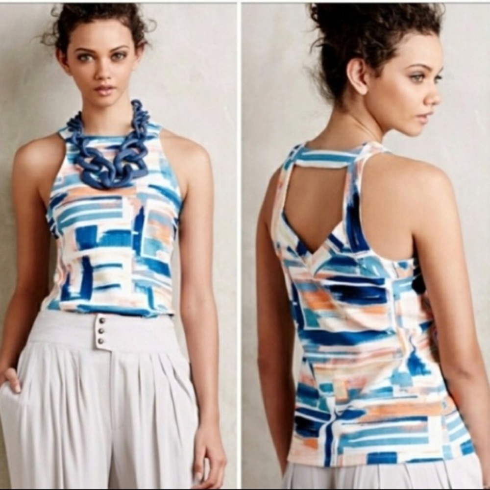 🎀 Anthropologie Deletta Isa Brushstroke Halter Tank